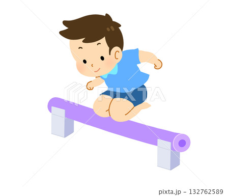 障害物を飛び越える男の子のイラスト 132762589