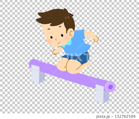 障害物を飛び越える男の子のイラスト 132762589