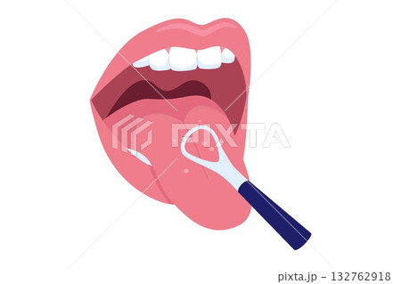 Vector of Cleaning the Tongue and Oral Hygiene 132762918