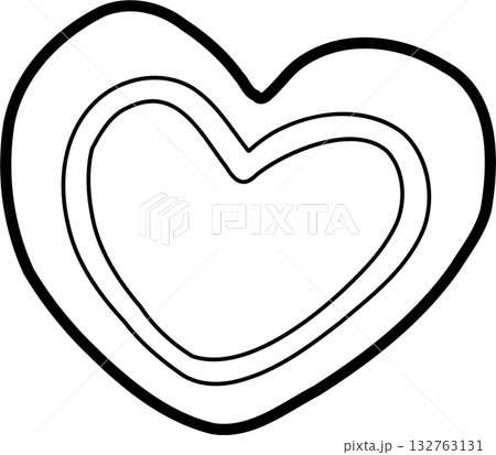 Christmas  Cookies Heart Shape Outline Doodle Hand Drawn 132763131