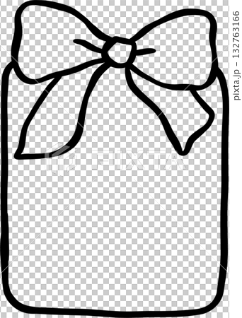 Coquette Christmas Gift Box Outline with Cute Bow Doodle Hand Drawn Coquette Christmas Gift Box Outline with Cute Bow Doodle Hand Drawn 132763166