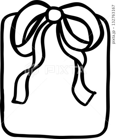 Coquette Christmas Gift Box Outline with Ribbon Bow Doodle Hand Drawn Coquette Christmas Gift Box Outline with Ribbon Bow Doodle Hand Drawn 132763167