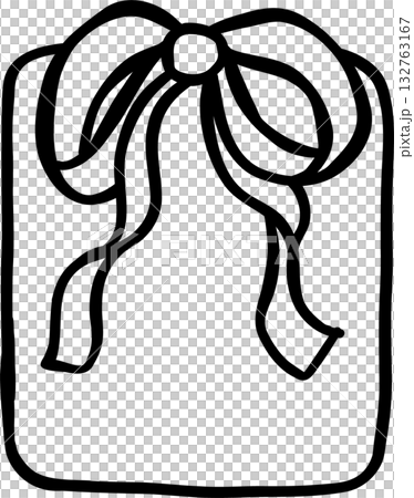 Coquette Christmas Gift Box Outline with Ribbon Bow Doodle Hand Drawn Coquette Christmas Gift Box Outline with Ribbon Bow Doodle Hand Drawn 132763167