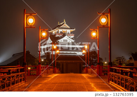《愛知県》清州城・雨の夜景 《愛知県》清州城・雨の夜景 132763395