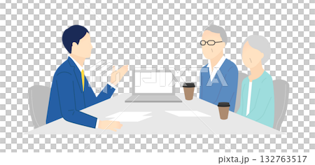 窓口でお客様の接客をするビジネスパーソン 窓口でお客様の接客をするビジネスパーソン 132763517