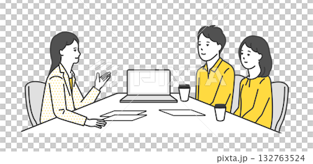 窓口でお客様の接客をするビジネスパーソン 窓口でお客様の接客をするビジネスパーソン 132763524