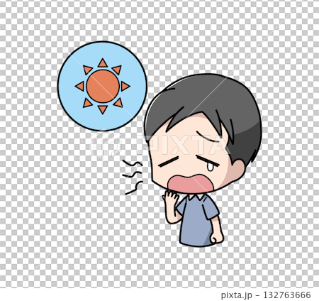 日中に眠気を感じる男性のイラスト 132763666