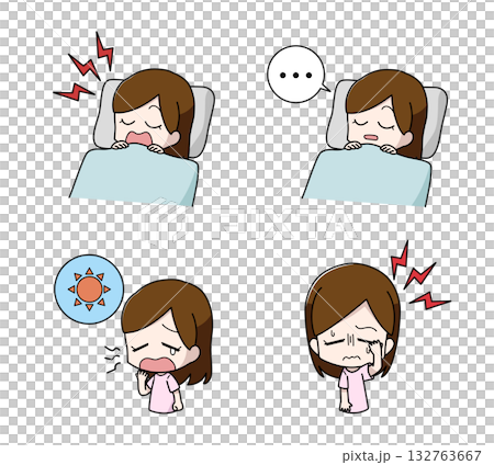 睡眠呼吸中止症症狀插圖集 - 女性 睡眠呼吸中止症症狀插圖集 - 女性 132763667