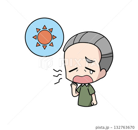 日中に眠気を感じる高齢男性のイラスト 日中に眠気を感じる高齢男性のイラスト 132763670