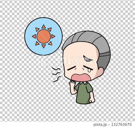 日中に眠気を感じる高齢男性のイラスト 日中に眠気を感じる高齢男性のイラスト 132763670