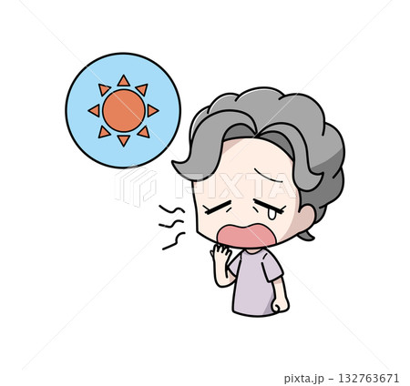 日中に眠気を感じる高齢女性のイラスト 132763671