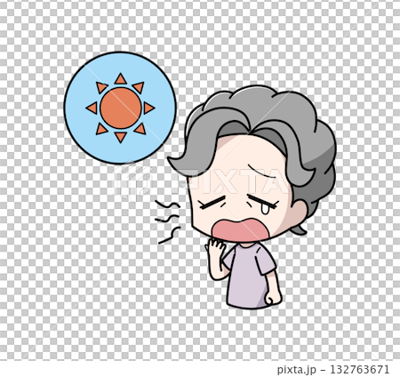 日中に眠気を感じる高齢女性のイラスト 132763671