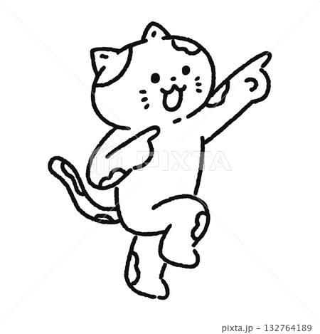 指をさすかわいい猫 線画 指をさすかわいい猫 線画 132764189