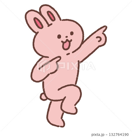 指をさすかわいいウサギ 指をさすかわいいウサギ 132764190