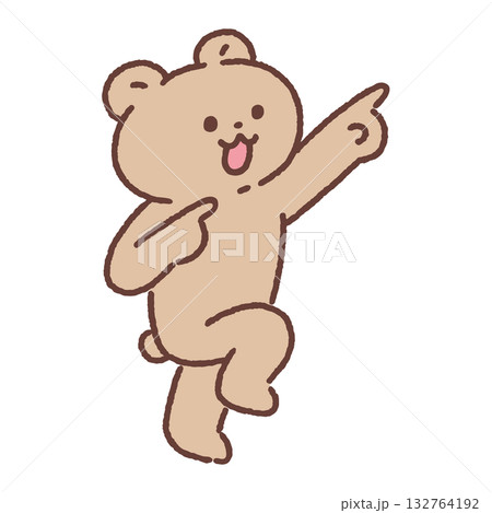 指をさすかわいいクマ 指をさすかわいいクマ 132764192