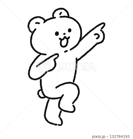 指をさすかわいいクマ 線画 指をさすかわいいクマ 線画 132764193