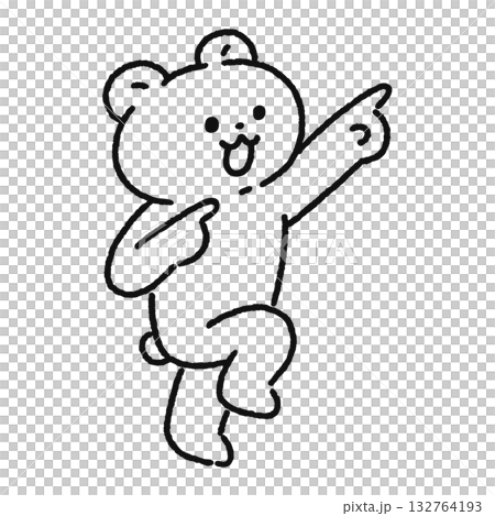 指をさすかわいいクマ 線画 指をさすかわいいクマ 線画 132764193