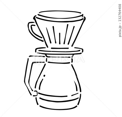 コーヒードリッパーの手書きイラスト モノクロ コーヒードリッパーの手書きイラスト モノクロ 132764408