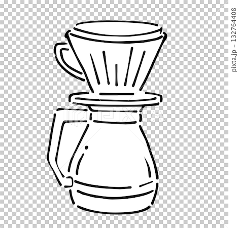 コーヒードリッパーの手書きイラスト モノクロ コーヒードリッパーの手書きイラスト モノクロ 132764408