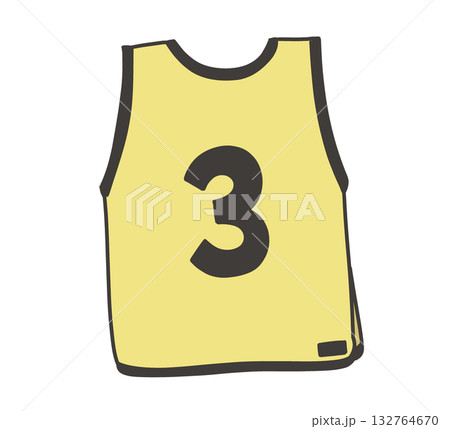 黄色いビブス 3番のイラスト 132764670