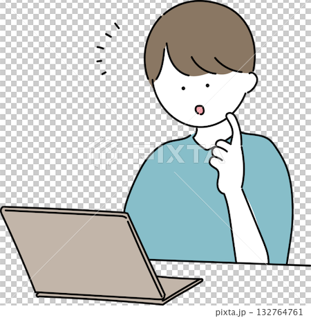 Illustration of a man operating a personal computer Illustration of a man operating a personal computer 132764761