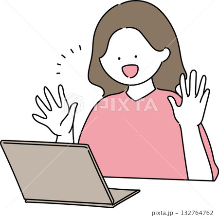 パソコンを操作する女性のイラスト 132764762