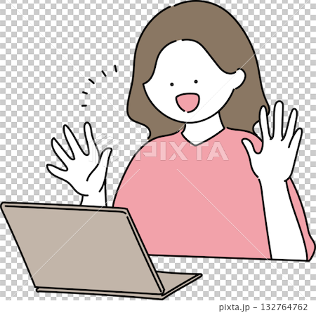 パソコンを操作する女性のイラスト 132764762