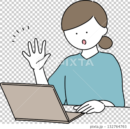 パソコンを操作する女性のイラスト パソコンを操作する女性のイラスト 132764763