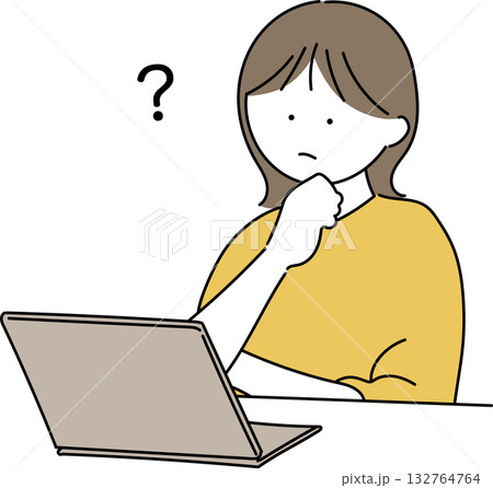 パソコンを操作する女性のイラスト パソコンを操作する女性のイラスト 132764764