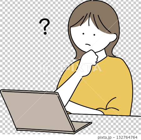 パソコンを操作する女性のイラスト パソコンを操作する女性のイラスト 132764764