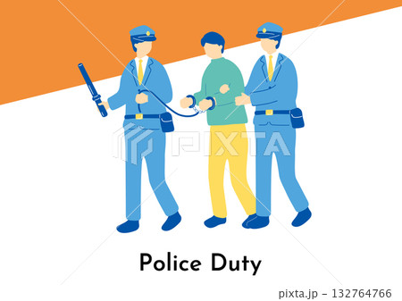 警察官に手錠をかけられる犯人 132764766