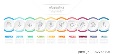 Infographic 10 options design elements for your business data. Vector Illustration. 132764796