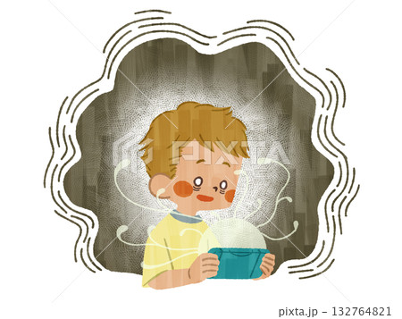 ゲームに没頭している男の子-ガッシュ ゲームに没頭している男の子-ガッシュ 132764821