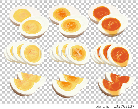 ゆで卵（半切り、スライス、くし切り） 132765137