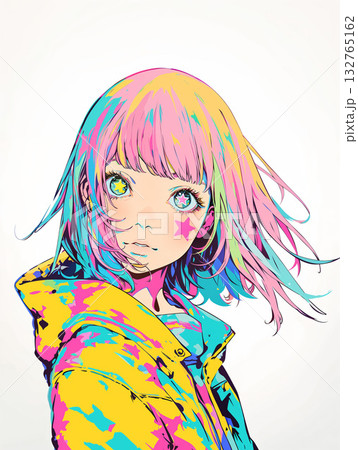 カラフルでポップな女の子 132765162