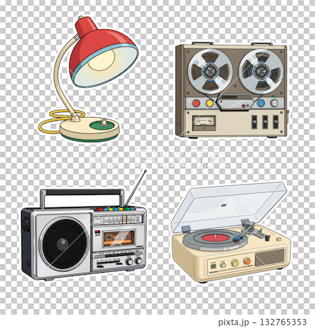 昭和レトロ音響機器セット（ラジオ・レコード・ランプ・テープレコーダー） 132765353