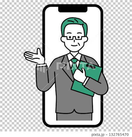 A veteran male counselor conducting online counseling on a smartphone A veteran male counselor conducting online counseling on a smartphone 132765470