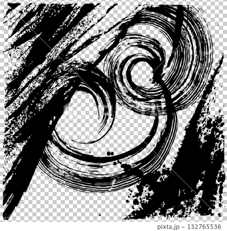 漩渦墨跡藝術背景 - 手繪書法插圖 132765536