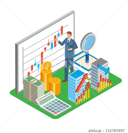 企業の業績を分析する男性 企業の業績を分析する男性 132765897