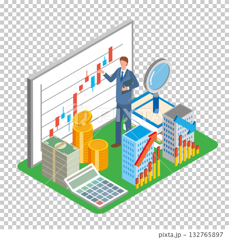 企業の業績を分析する男性 企業の業績を分析する男性 132765897