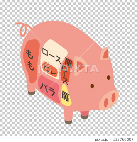 Illustration of edible parts of pork Illustration of edible parts of pork 132766007