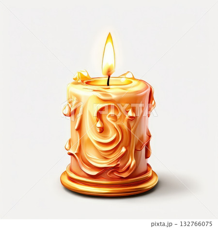 an AI Image Generator, Christmas Candle With Dripping Wax and Holly Decoration 132766075