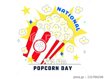 National Popcorn Day Vector Illustration On January 19 Featuring A Big Box Of Popcorn For Enjoying Movies In A Flat Style Cartoon Background 132766206