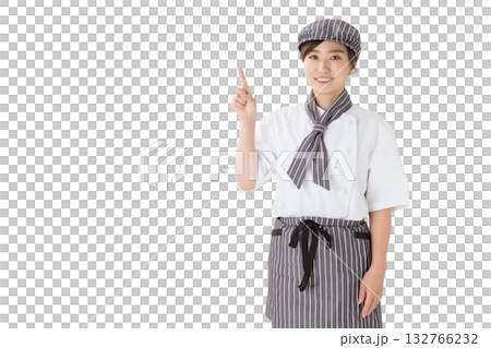A woman wearing a chef's coat (cutout, cutout, point, recommendation, guide, introduction) A woman wearing a chef's coat (cutout, cutout, point, recommendation, guide, introduction) 132766232