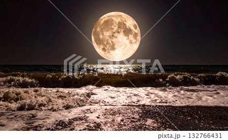 満月が宿る海 132766431