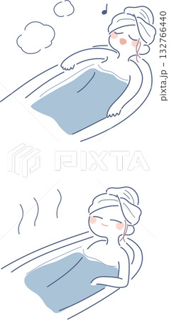湯船のお風呂を楽しんでいる女性のイラスト 湯船のお風呂を楽しんでいる女性のイラスト 132766440