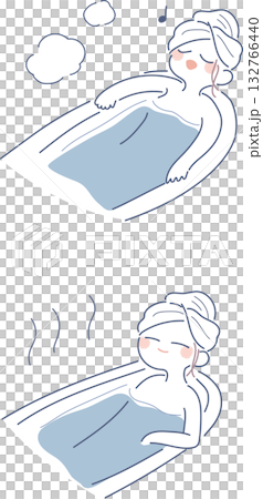 一位女士在浴缸裡享受沐浴的插圖 132766440