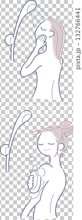 Illustration of a woman taking a shower 132766441