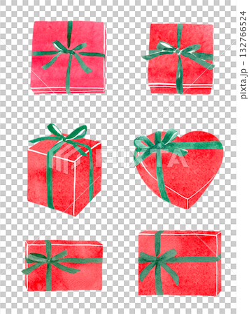 緞帶的禮盒水彩插圖 132766524