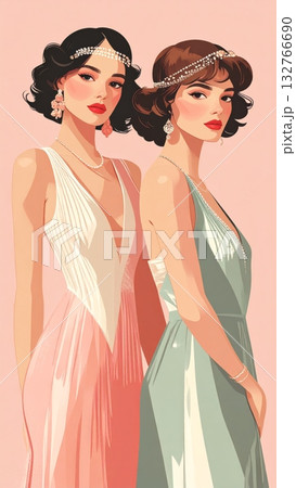 Gatsby-style Elegant Lady vintage art 132766690